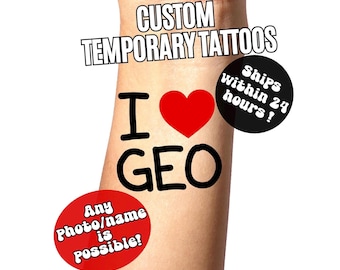 I Heart Custom Face Temporary Tattoos, Birthday Party Favors, I Love Custom Temporary Tattoos, Personalized Fake Tattoos, I Heart Y/N, Y2K