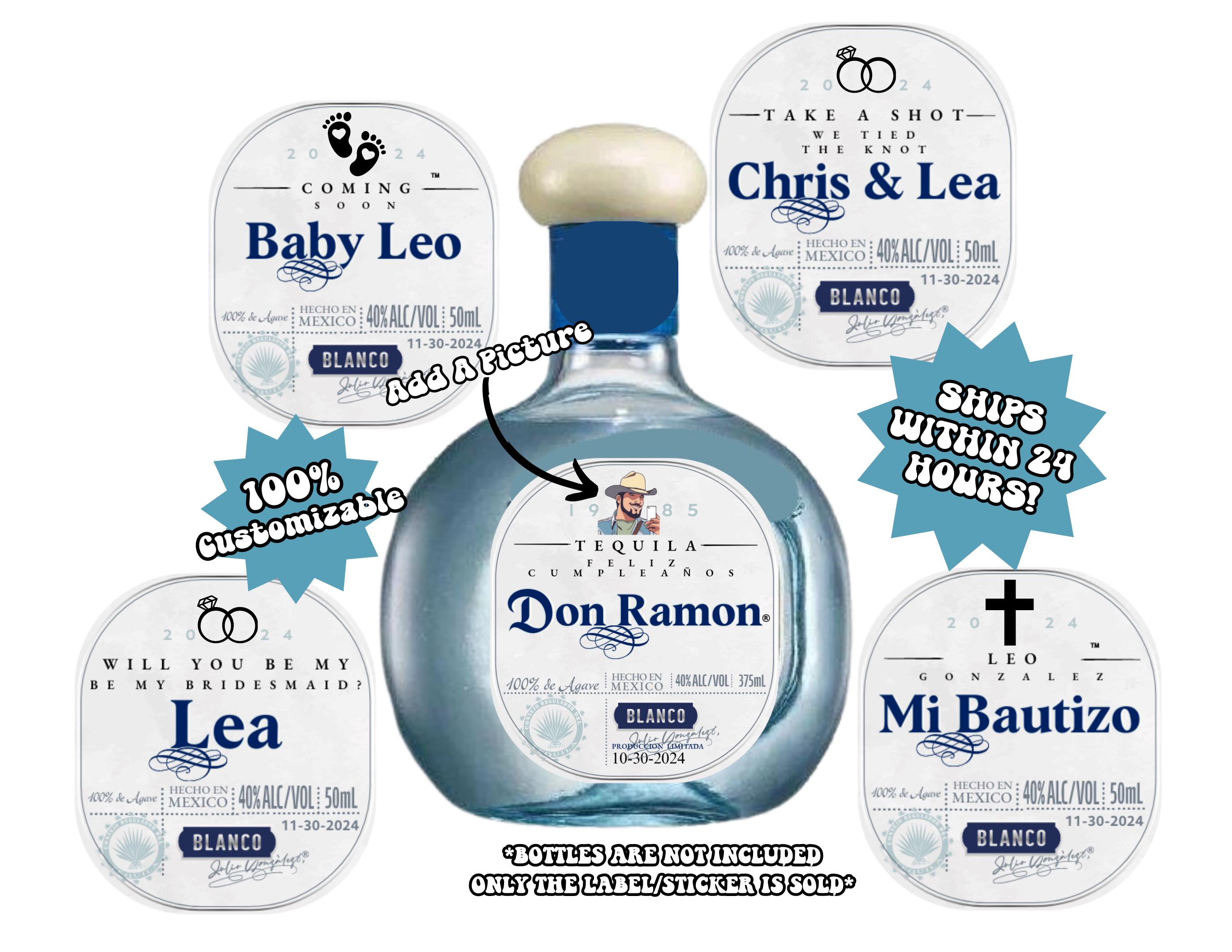 Don Julio Tequila Custom Label, Groomsmen Gift, Wedding Favors, Bridesmaid Proposal, Bachelorette Favor, Bachelor Party, Baby Shower Favors