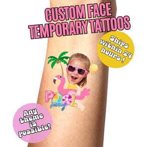 Tatuajes temporales personalizados para fiestas de cumpleaños en la piscina, recuerdos para fiestas infantiles, temática "Diversión bajo el sol", tatuajes falsos personalizados.