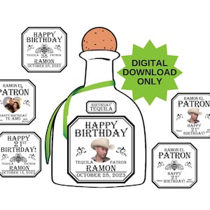 Custom Patron Label, Liquor Label, Birthday Bottle Labels, Groomsmen Gift, Patron Label, Wedding Favor, Tequila Label, Bridesmaid Proposal