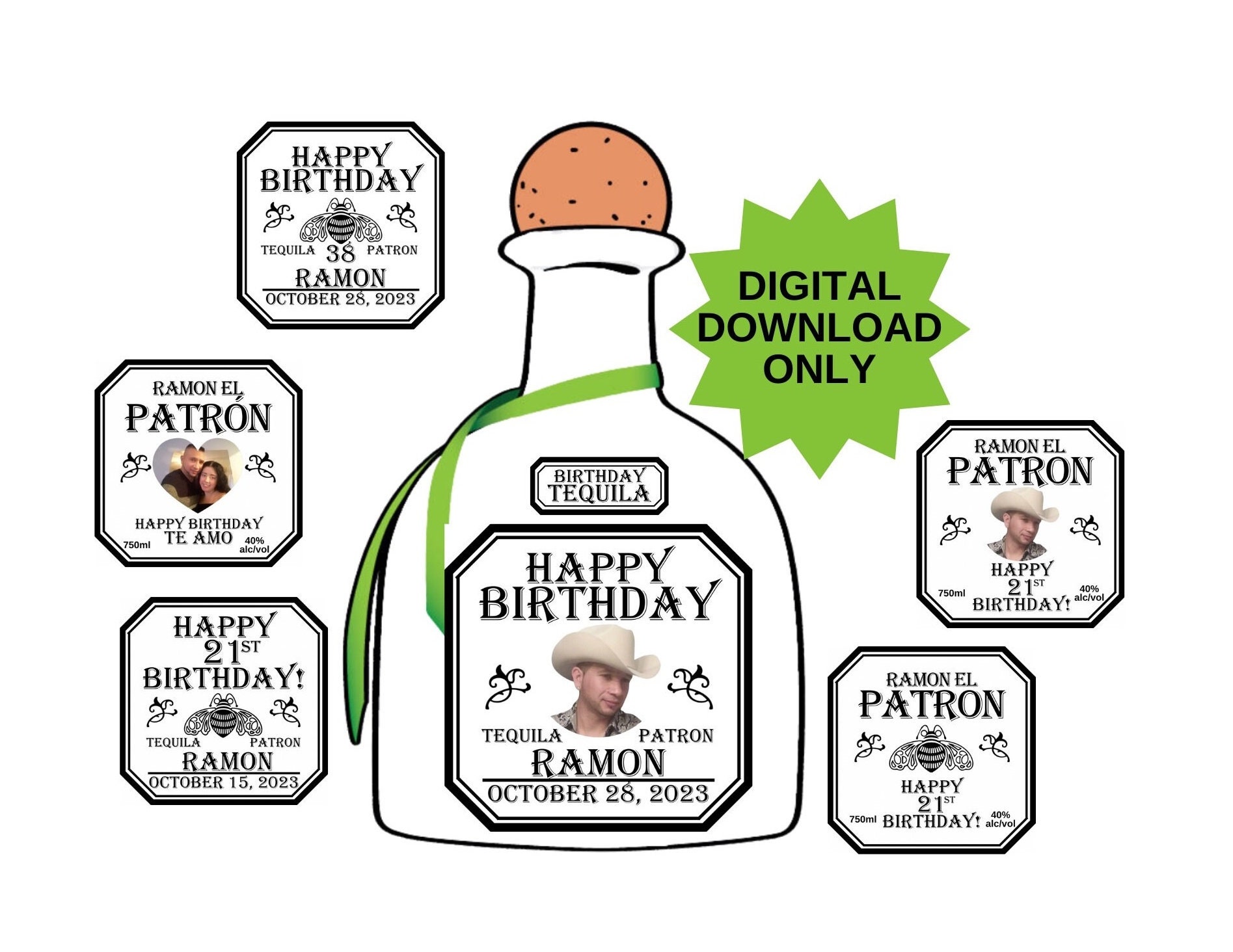 Potron Label Custom Patron Label, Liquor Label, Birthday Bottle Labels, Groomsmen ...