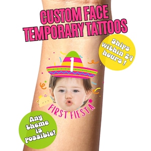 First Fiesta Birthday Custom Kids Temporary Tattoos: Taco Bout A Party Favor, 1st Fiesta, Cielito Lindo, Charro Theme, Mexican Party