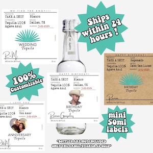 Personalized Mini Casamigos Tequila Label 50ML, Groomsmen Gift, Wedding Favor, Bridesmaid Proposal, Bachelorette Favor, 21st Birthday Gift