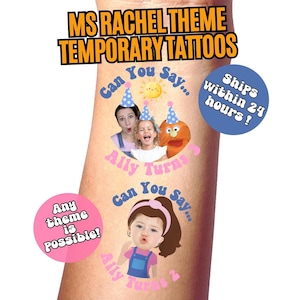 Ms Rachel Personalized Temporary Tattoos, Can You Say, Custom Ms Rachel Theme Party Favors, Ms Rachel Birthday Decorations, Miss Rachel
