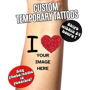 I Heart, tatouages temporaires visage personnalisés, Cadeaux d'anniversaire, J'aime les tatouages temporaires personnalisés, Faux tatouages personnalisés, I Heart O/N, Y2K