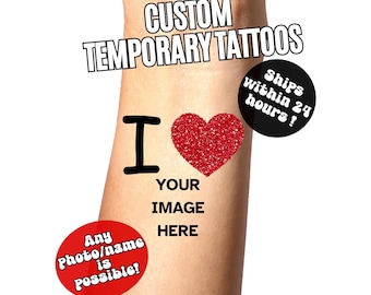 I Heart Custom Face Temporary Tattoos, Birthday Party Favors, I Love Custom Temporary Tattoos, Personalized Fake Tattoos, I Heart Y/N, Y2K