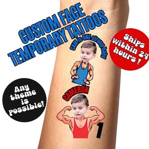 One Strong Baby Birthday Custom Temporary Tattoos, Kids Party Favors, Gym Bro Theme Party, Personalized Fake Tattoos, Two Strong Theme