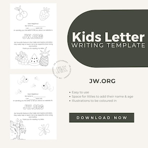 Bundel brieven schrijven JW-kinderen, digitale download, JW Pioneer, JW Kid-cadeaus, afdrukbaar, kinderen kleuren, kinderpapier, A4, kleurplaten