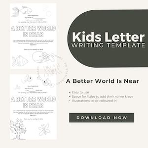 Bundel brieven schrijven JW-kinderen, digitale download, JW Pioneer, JW Kid-cadeaus, afdrukbaar, kinderen inkleuren, kinderpapier, A4, A Better World