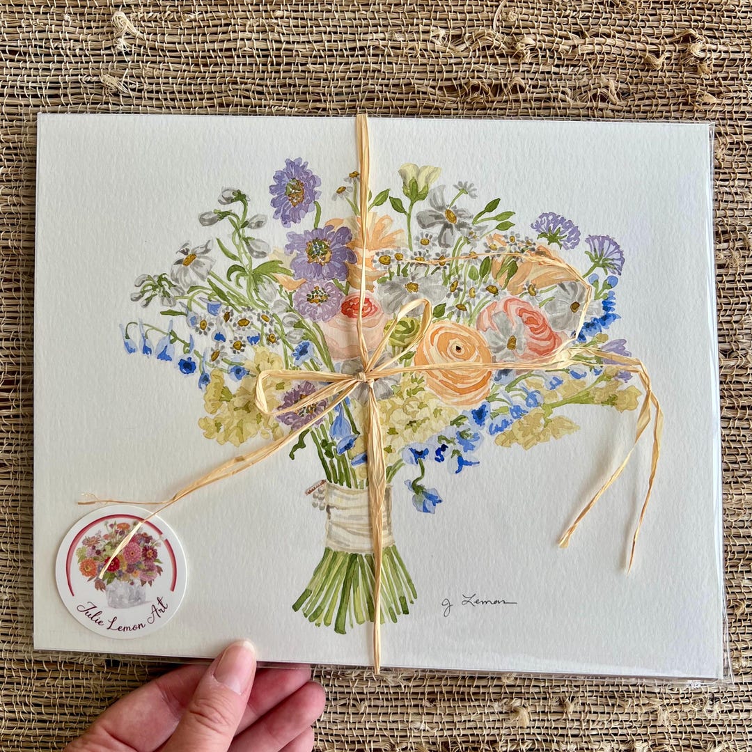 Commission - 8x10 Wedding Bouquet Original, (or any floral) from your wedding photos!