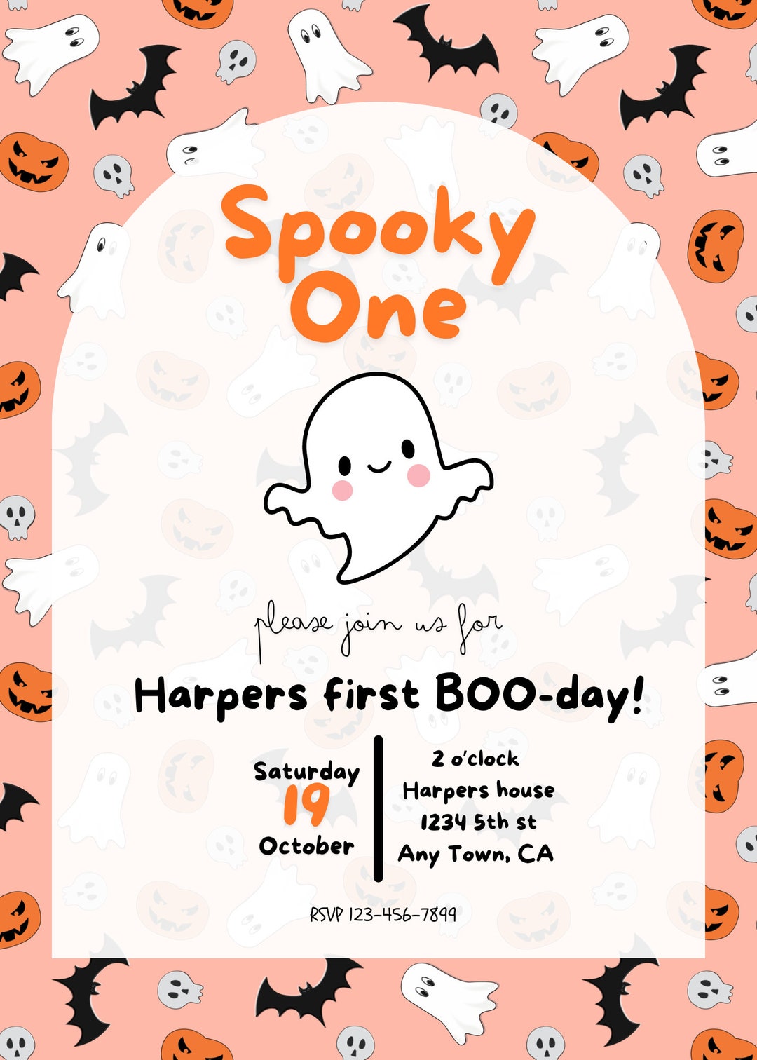 Halloween Theme First Birthday Party Invitation Etsy