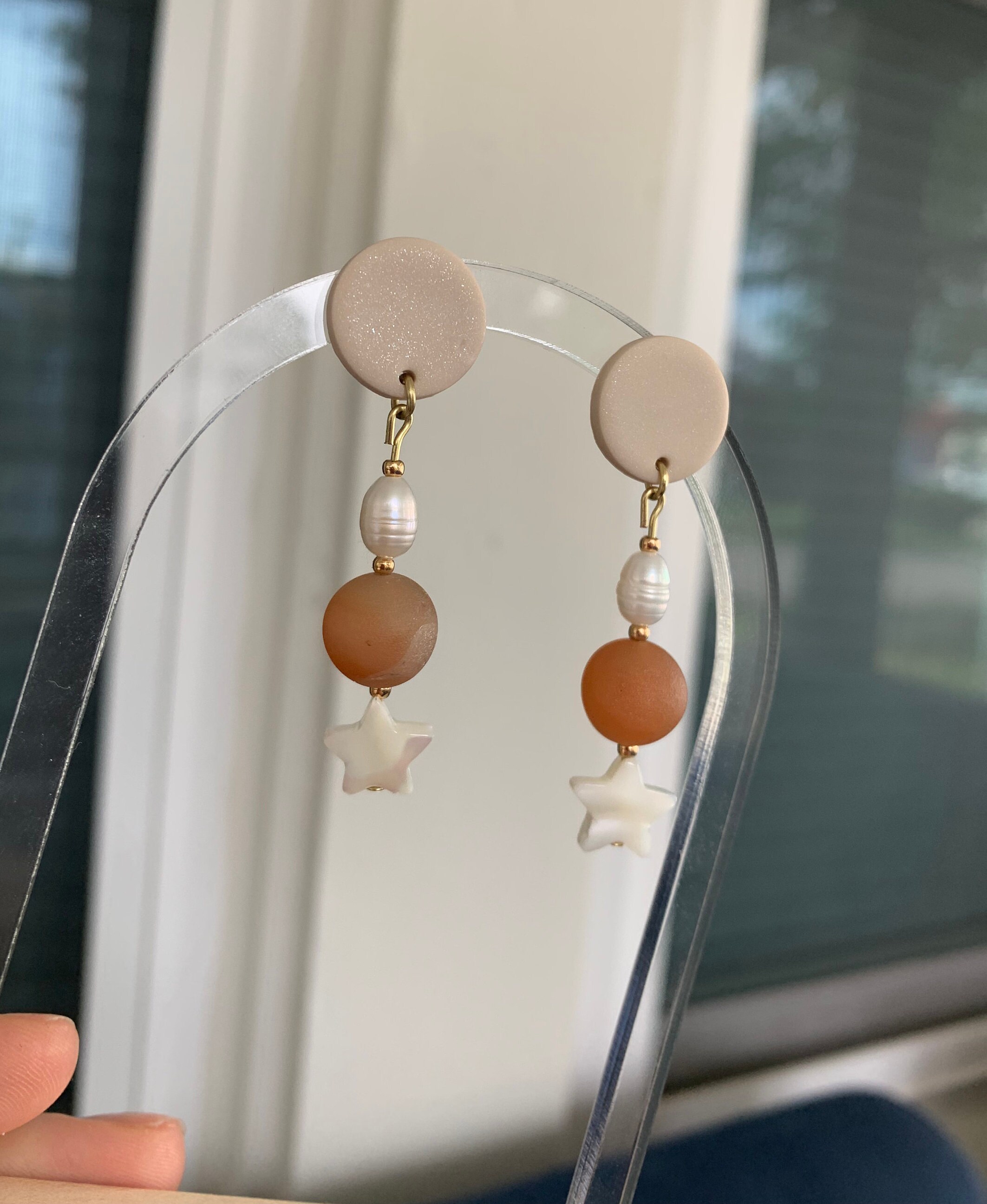 The Beaded Dangles Nude & Amber Stars - Etsy