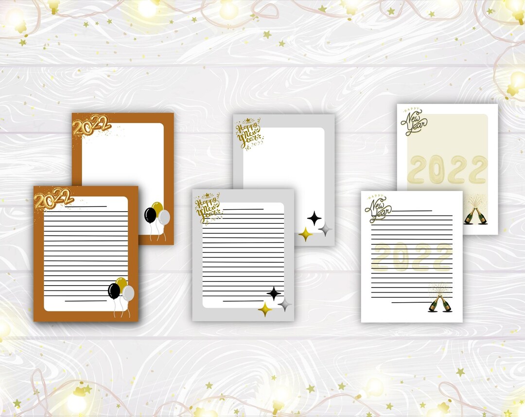 New Years 2022 Printable Instant Download Set, Stationary Set of 6 ...