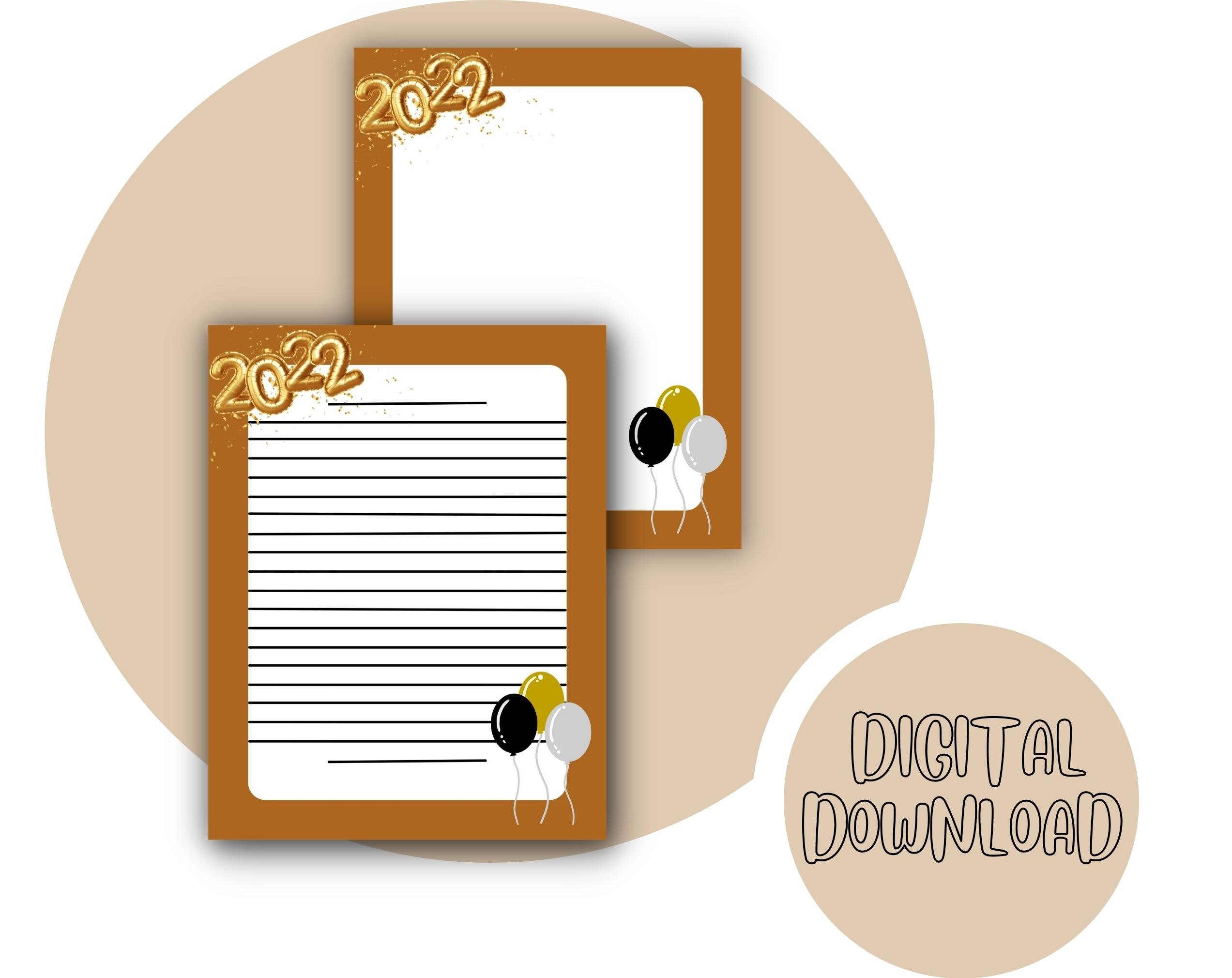 New Years 2022 Printable Instant Download Set, Stationary Set of 6 ...