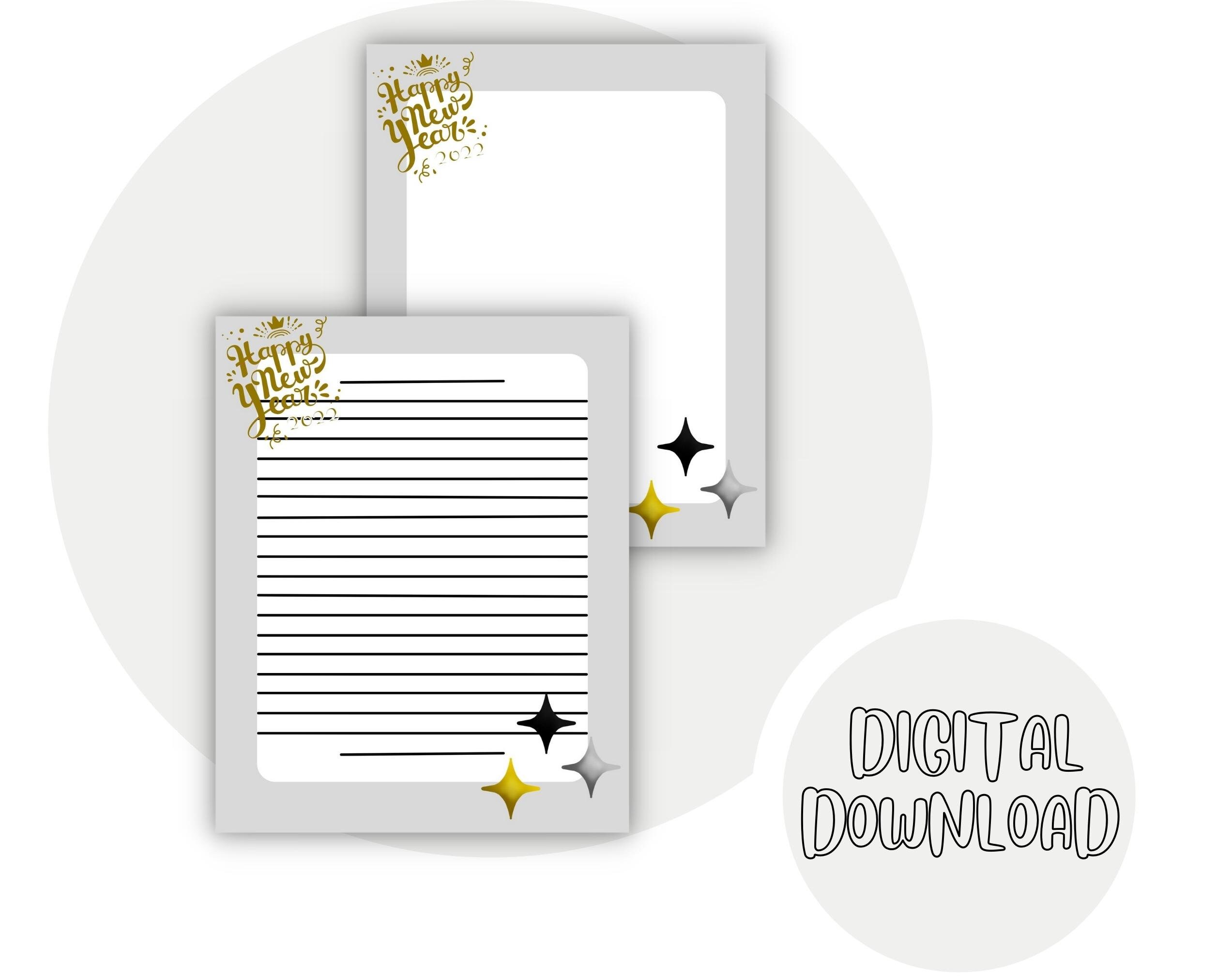 New Years 2022 Printable Instant Download Set, Stationary Set of 6 ...