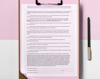 Lash Extension Client Consent Form, Digital Editable Template Consent Form, Lash Extension Form, Esthetician Client Intake Form