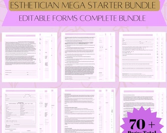 Pacote inicial MEGA para esteticista, formulários de consentimento para esteticista, formulários de admissão para esteticista editáveis, pacote de formulários comerciais para esteticista