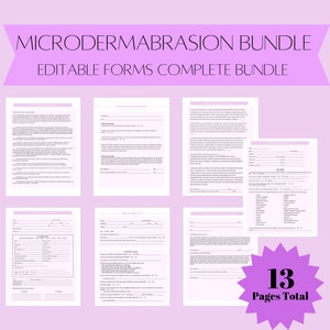 Pacote de microagulhamento, formulários editáveis de admissão para esteticista, pacote de formulários comerciais para esteticista, modelo digital editável para esteticista