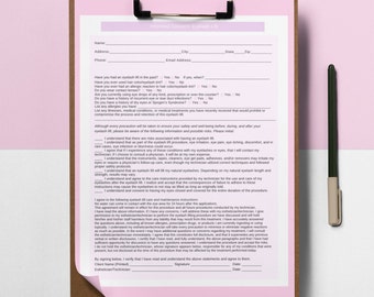 Lash Lift Client Consent Form, Digital Editable Client Consent, Client Consultation Form Template, Editable Digital