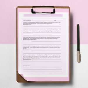 Client’s Regimen for Home Care, Editable Digital,Esthetician Client Intake Form,Esthetician Consult Form