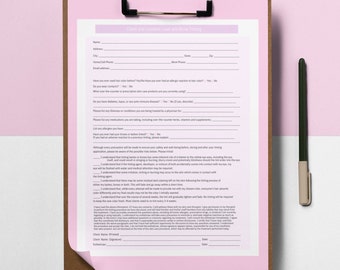 Lash and Brow Tinting Consent Form, Editable Esthetician Client Intake Form, Digital Esthetician Consult Form Template