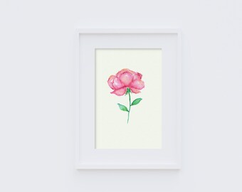 Peony Instant Digital Download Spring Blooms Pink Floral Watercolor Art Wall Decor Flower Print Botanical Painting Minimalistic Wall Decor