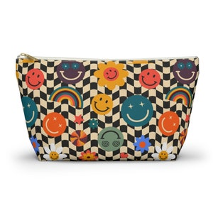 Accessory Pouch w T-bottom - Retro Smiley face - a blast from the past! Cosmetic/makeup case, travel accessory case, great gift!