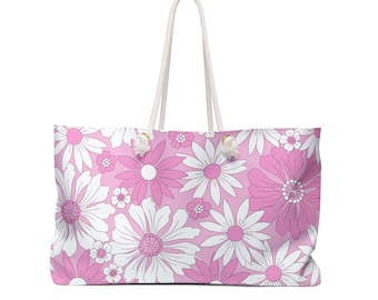 Bag Weekender Bag Beautiful Pink and white floral design - Perfect for weekends away, beach, shopping, pool - perfect gift!