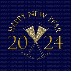2024 Happy New Year SVG Champagne PNG Flutes Sublimation Designs Downloads| New Years Svg, Toasting Flutes & Glasses Filepng, Cheers Png Svg