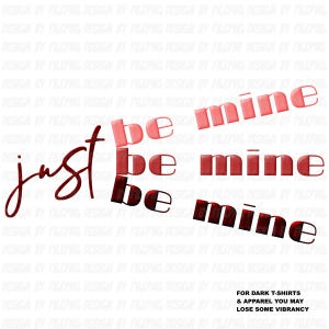 Just Be Mine SVG: Valentine&#39;s Day PNG, Shirt Design (Digital Download)