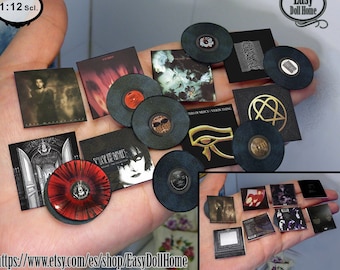 1:12 scale ,miniature vinyl records, Lp, Albums of gothic, post punk... music, Authentic reproductions, tutorial, DIY DIGITAL DOWNLOAD