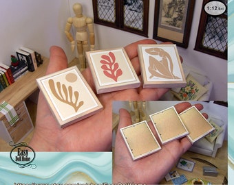 Miniature artistiche incorniciate, decorazioni per casa delle bambole in scala 1:12 (download digitale)