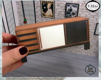 Miniature reproduction of a 1950 sideboard, for dollhouse, dioramas ... in 1:12 scale, DIGITAL DOWNLOAD, DIY  with video tutorial