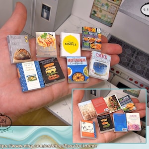 1:12 Miniatur Kochbücher, echte Cover, Dekoration für Puppenhaus Küche, Cover mit kostenloser einfacher Anleitung, DIY druckbare DIGITALE DOWNLOAD.