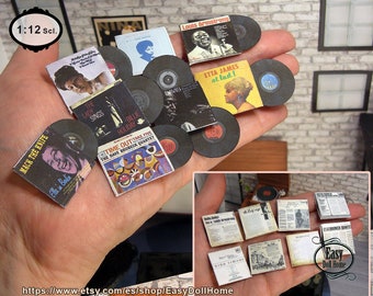 1:12 scale Best Music Jazz and R&B albums, Authentic reproductions, covers and records free easy tutorial, DIY printable DOWNLOAD tutorial