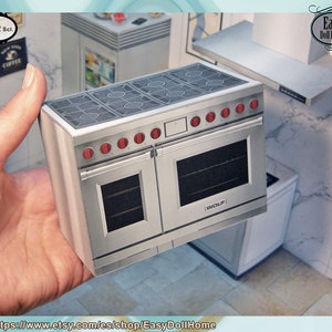 Miniature kitchen modern oven stove, exact representation of high-end appliance, luxury kitchen 1:12 scale, Printable DOWNLOAD, DIY tutorial