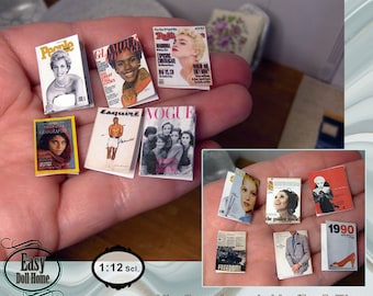 1:12 scale Best Iconic cover magazines, Authentic reproductions, fashion, music... free easy tutorial, DIY  printable DIGITAL DOWNLOAD.