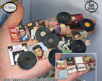 Collezione di Elvis Presley in scala 1:12, riproduzioni autentiche di copertine e dischi, tutorial facile e gratuito, scarica il tutorial stampabile fai-da-te