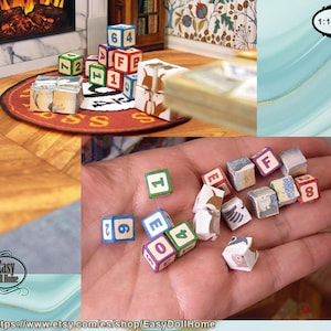 Juego de bloques en miniatura para niños 1:12, con números, letras, imágenes japonesas y animales de jardín de infantes y preescolar, descarga IMPRIMIBLE, bricolaje.