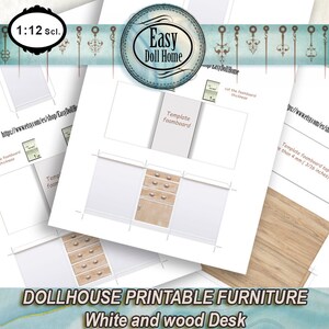 Miniature White and Wood Modern Desk, for Dollhouses, Dioramas ...