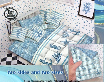 Miniature Dollhouse Quilt: Marine Theme, Two-Sided (Digital Download)