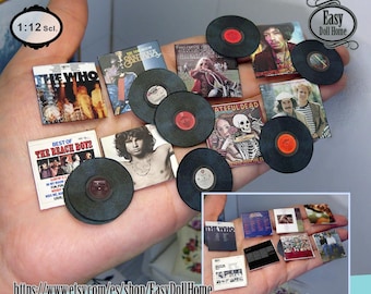 Colección de los 60 a escala 1:12: The Doors, The Who... Reproducciones auténticas, portadas y discos, tutorial sencillo, tutorial imprimible para descargar.