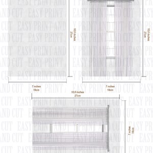 May include: Sheer white window curtains and blinds. The curtains are 10.6 inches (27cm) wide and 27cm long. The blinds are 7 inches (18cm) wide and 7 inches (18cm) long. The image shows the curtains and blinds in front of a window.