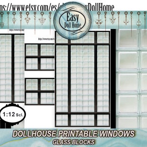 1:12 scale, dollhouse Windows,glass blocks, modern dollhouse miniature, Printable digital download, Diy with tutorial, multiple combinations