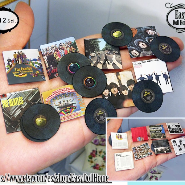 1:12 scale The Beatles Collection, Authentic reproductions, covers and records, free easy tutorial, DIY printable DOWNLOAD tutorial