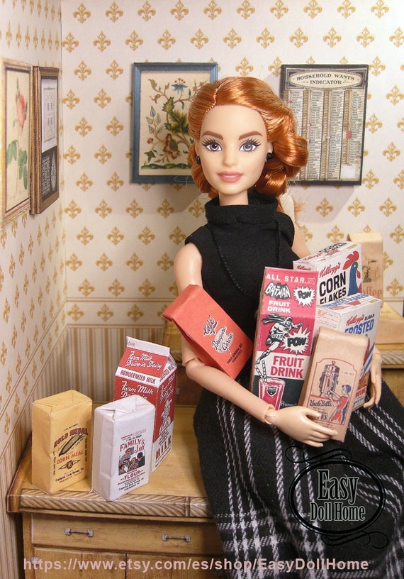 1 6 Printable Miniature Vintage Grocery Set With Cereals Flour
