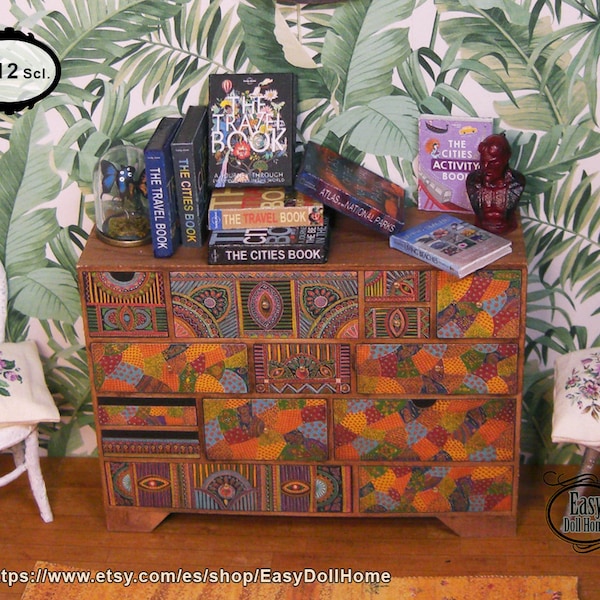 Miniature reproduction of a modern painting sideboard, for dollhouse, dioramas ... in 1:12 scale, DIGITAL DOWNLOAD, DIY  with video tutorial