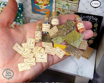 Etichette in miniatura 1:12, spezie, sigilli e immagini per i ripieni, bottigliette e barattoli minuscoli, salvia, zenzero, aglio.. FAI DA TE STAMPABILE DOWNLOAD