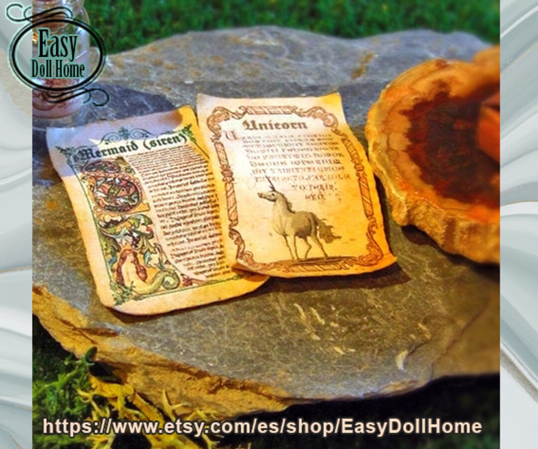 1:6 Printable Two Miniatures Magic Scrolls, SIREN & UNICORN , for ...