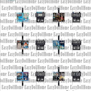 May include: A grid of video game cartridges and game cases, with the text "Easy Doll Home" repeated in the background. The Etsy shop URL is also visible. The image showcases various game titles.